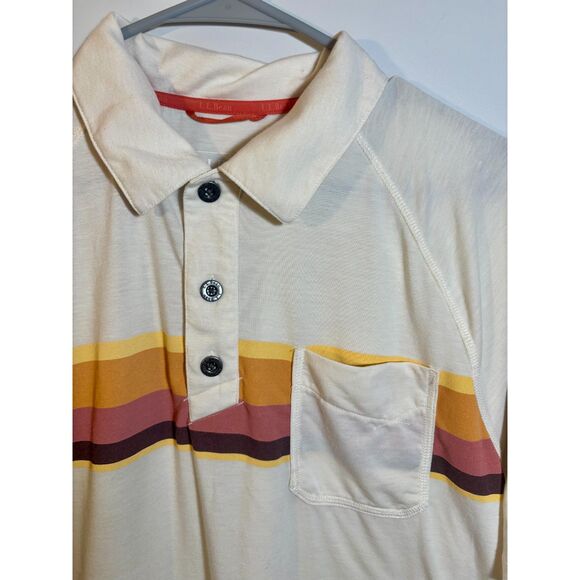 L.L.Bean Men’s L-Reg Slightly Fitted Short-Sleeve Striped Polo – Chest Pocket - Picture 2 of 5